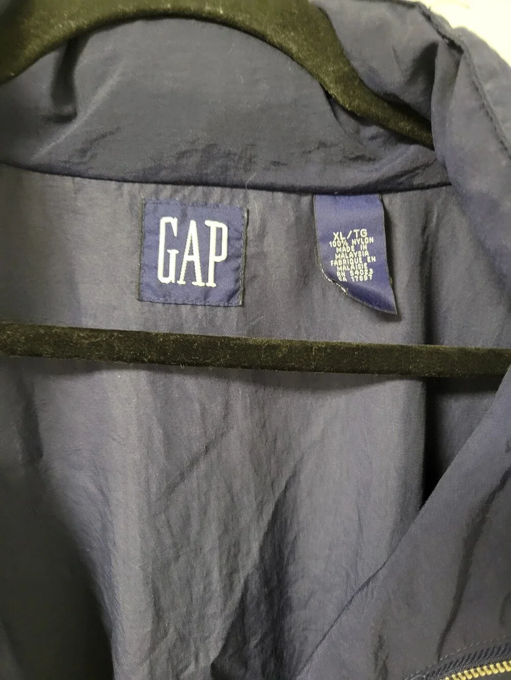Vintage Gap Jacket Mens XL Blue Nylon Anorak Windbreaker Hooded 90s Gorpcore